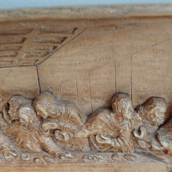 Wood Carved Plaque Relief Jesus Apostles Sculpture Leonardo Picture Wall - Picture 9 of 15